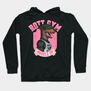 Fun Rottie Dog with pink design going to muscle up at rott gym Hoodie